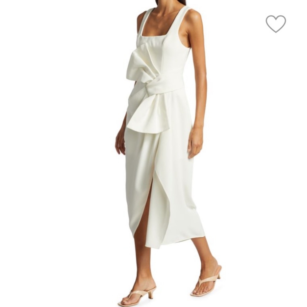 Acler Ivory Sculptural Bow Midi Dress